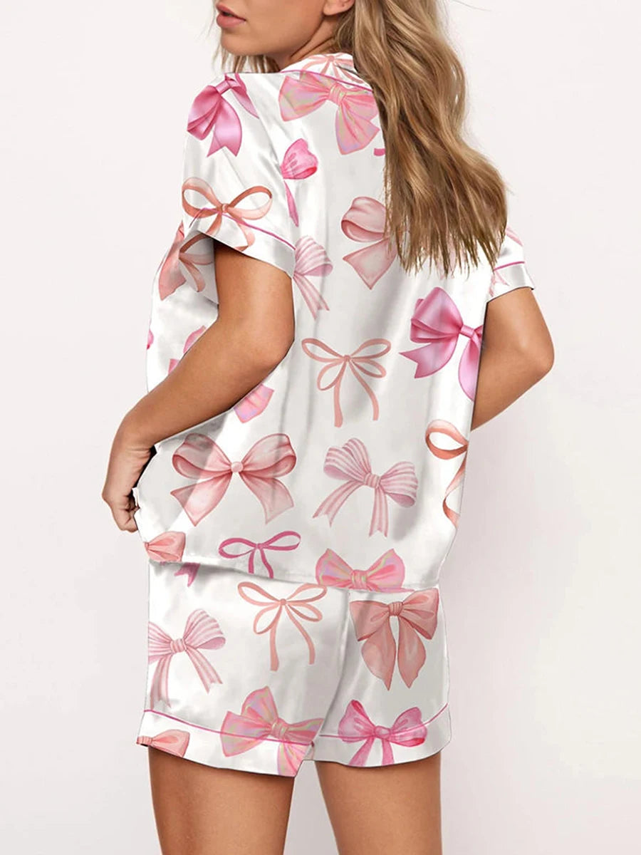 Cute Bunny Print Satin Pajama Set for Women | Margaret