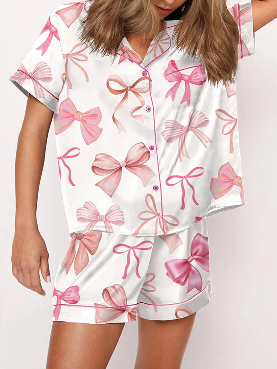 Cute Bunny Print Satin Pajama Set for Women | Margaret