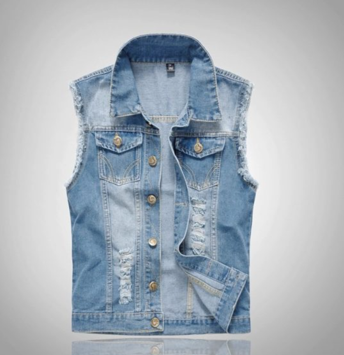 Dento | Ripped Denim Vest Light blue