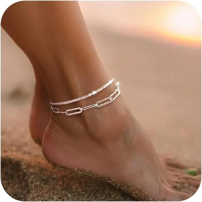 Double Layer Rhinestone Anklet for Women | Raine NS250