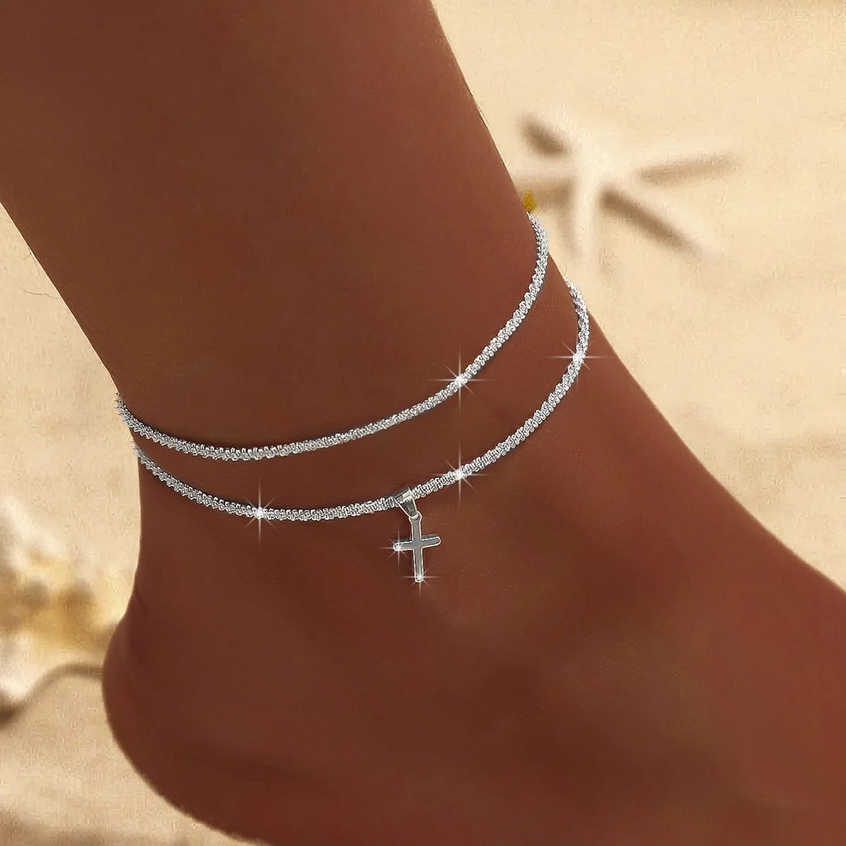 Double Layer Rhinestone Anklet for Women | Raine NS245