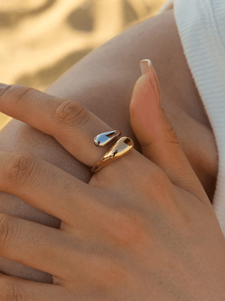Dual-Tone Fluid Open Ring for Women | Vikki