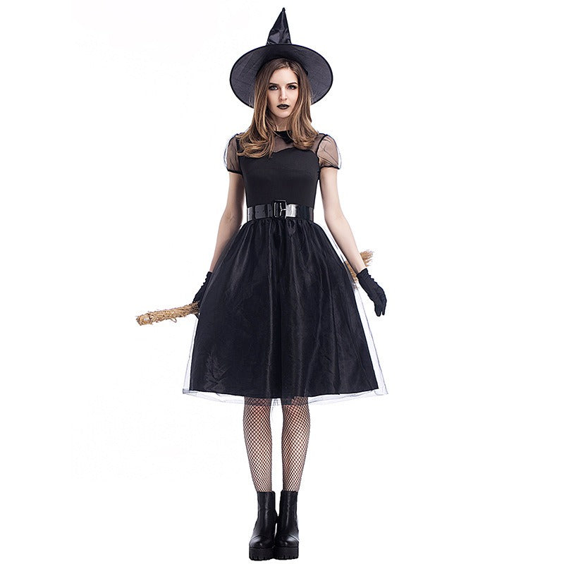 Elegant Black Witch Party Costume Dress for Women | Morgana Black