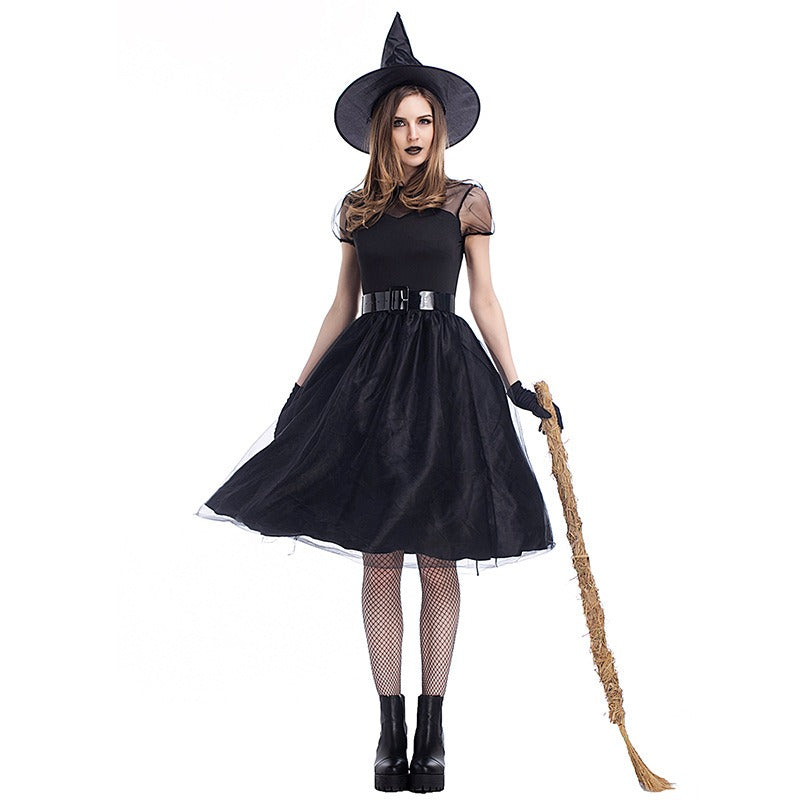 Elegant Black Witch Party Costume Dress for Women | Morgana