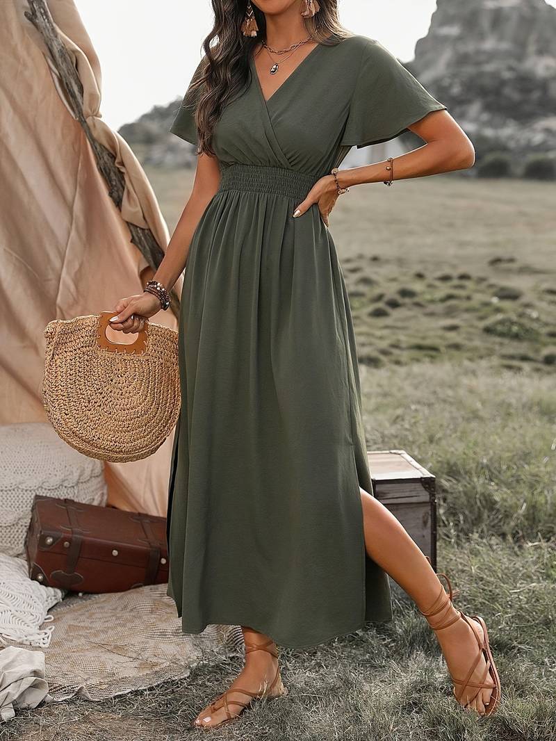 Elegant Smocked Waist Maxi Dress for Women | Gabriella