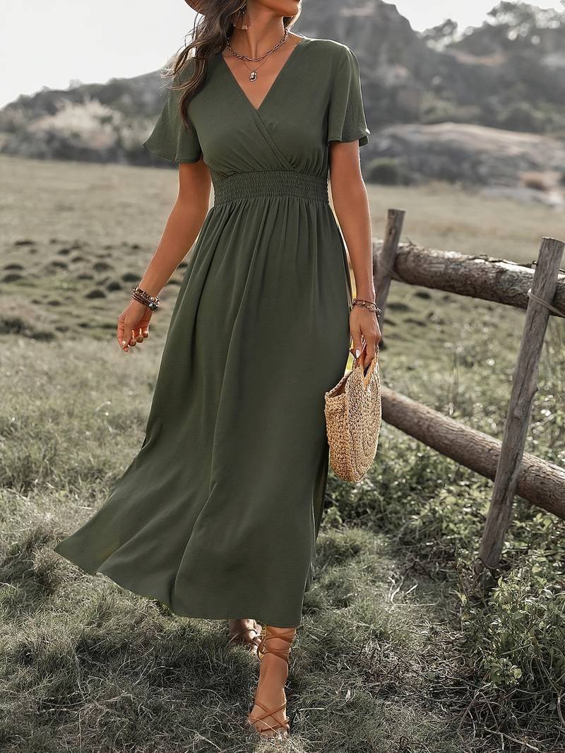 Elegant Smocked Waist Maxi Dress for Women | Gabriella