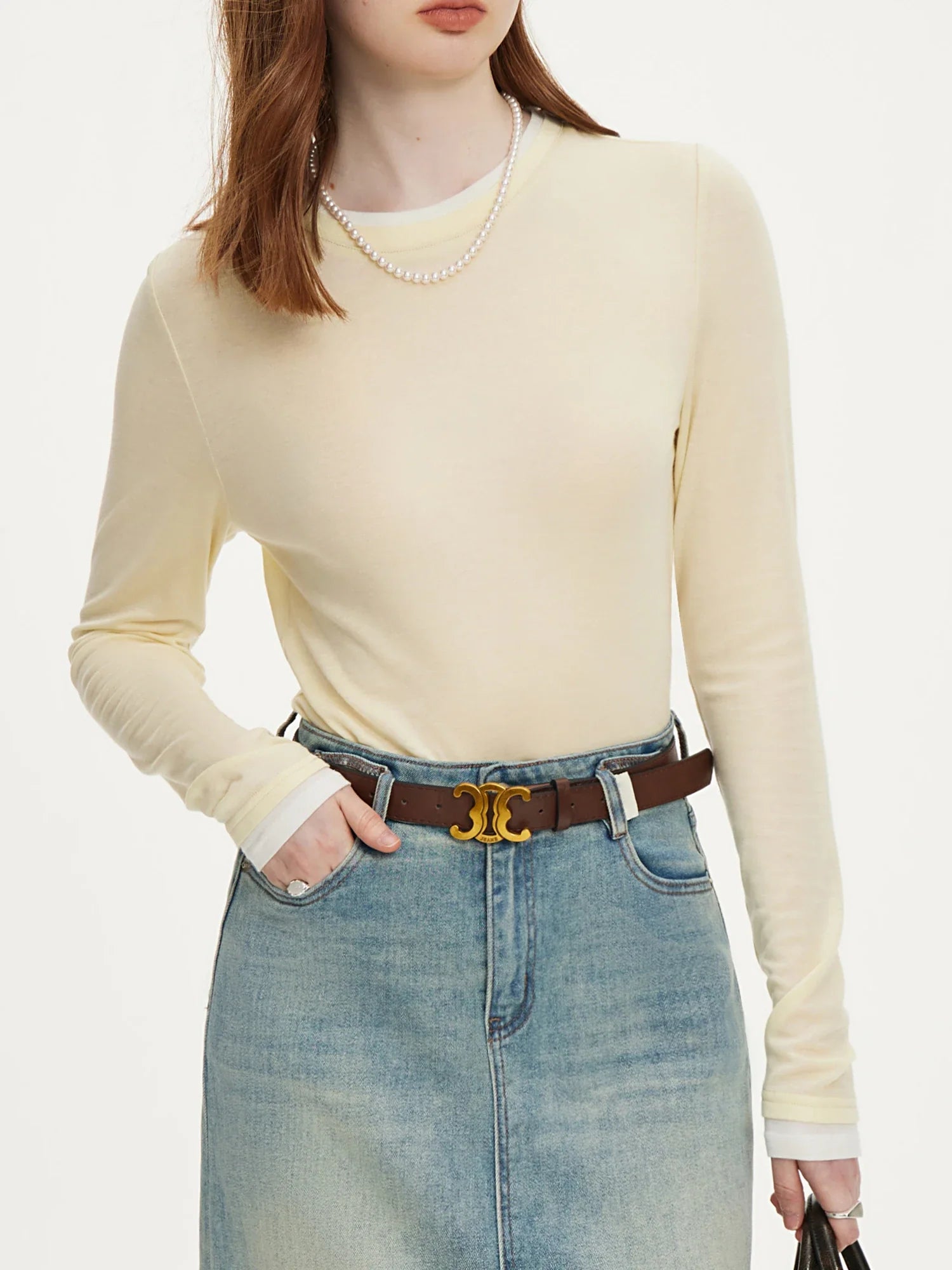 Layered Long Sleeve Top Fitted Style for Women | Elira