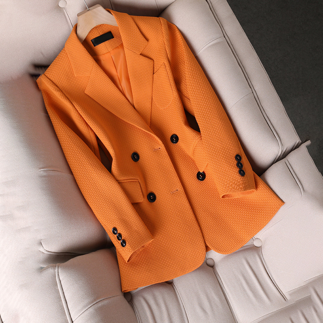 Tailored Double-Breasted Blazer for Women | Elira Orange