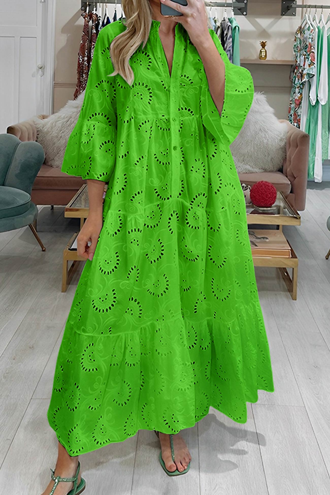 Embroidered Cotton Maxi Dress For Women | Liora Green