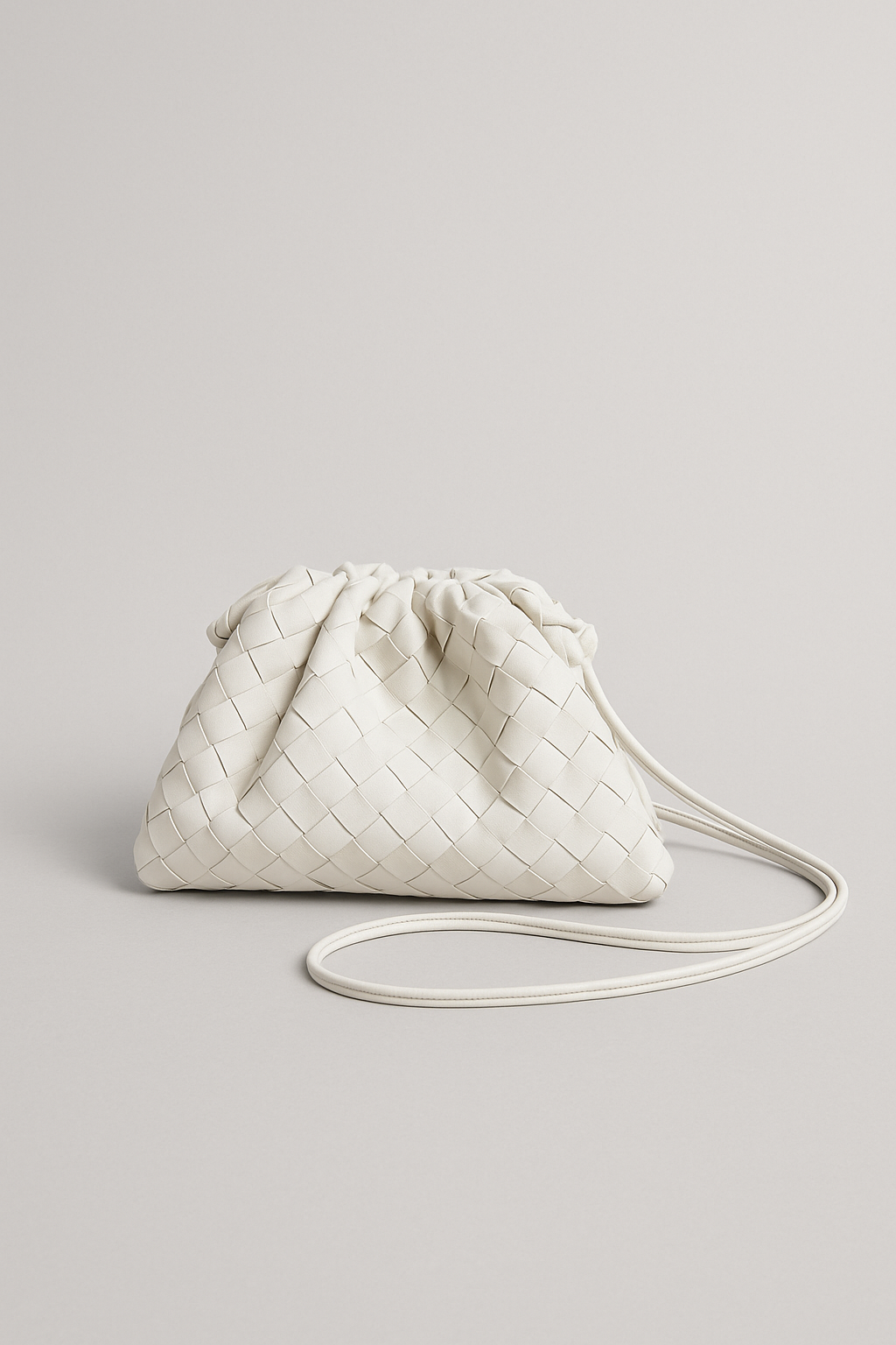 Evana – Mini Woven Vegan Leather Bag White