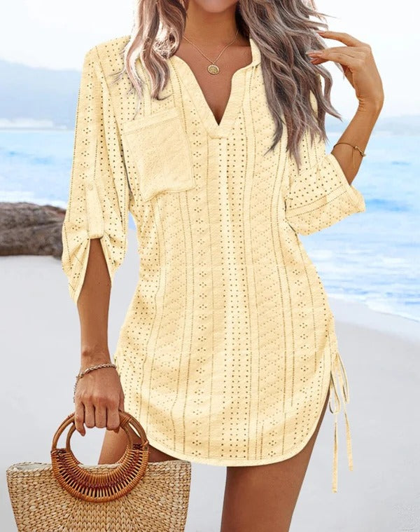 Eyelet Lace Beach Dress for Women | Danna Yellow