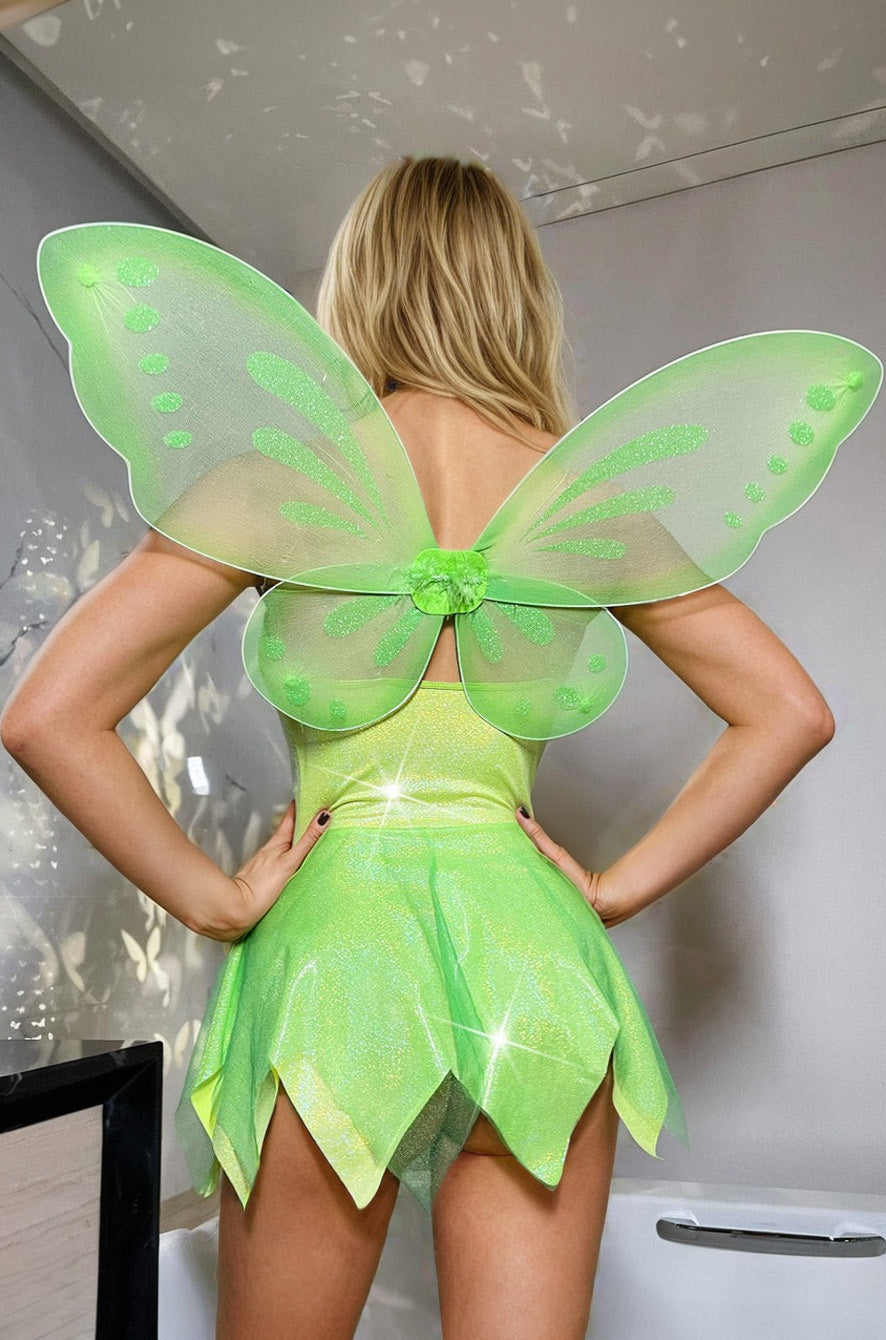 Fairy Pixie Green Party Costume Dress with Wings for Women | Belle