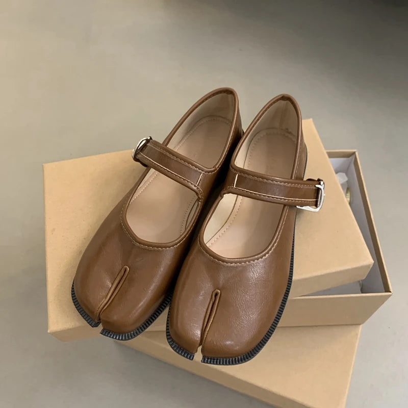 Flat Heel Mary Jane Shoes for Women | Lusera Brown