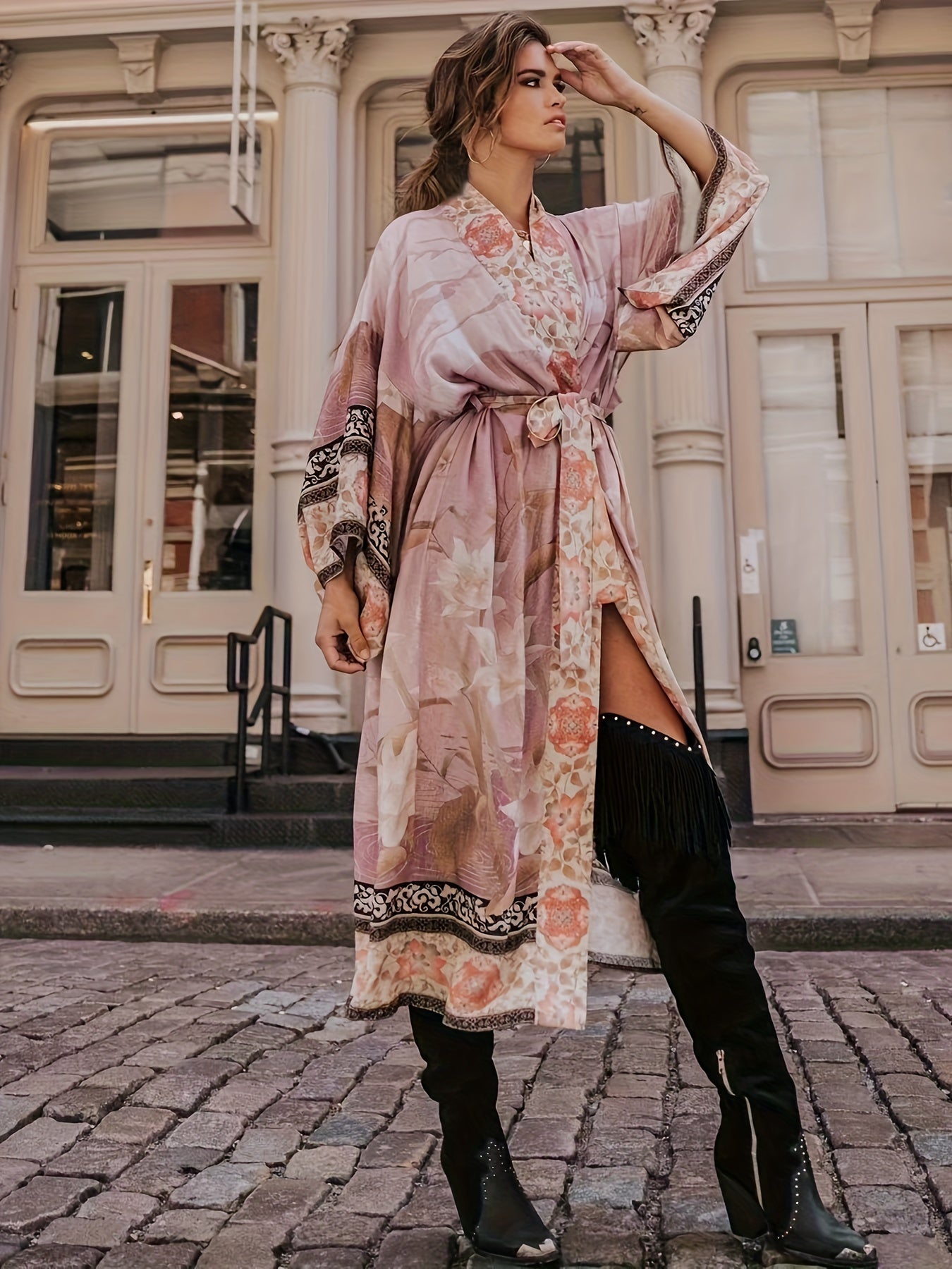 Floral Print Kimono for Women | Zarelle Pink One Size