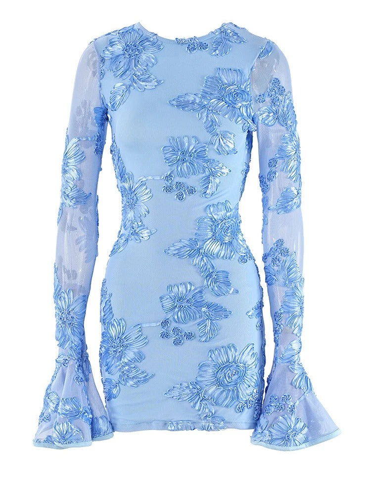 Floral Lace Mini Dress For Women | Elara