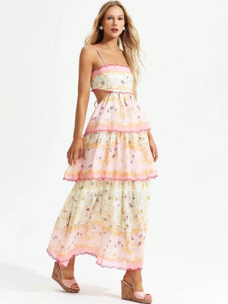 Floral Tiered Maxi Dress for Women | Isla Pink Floral