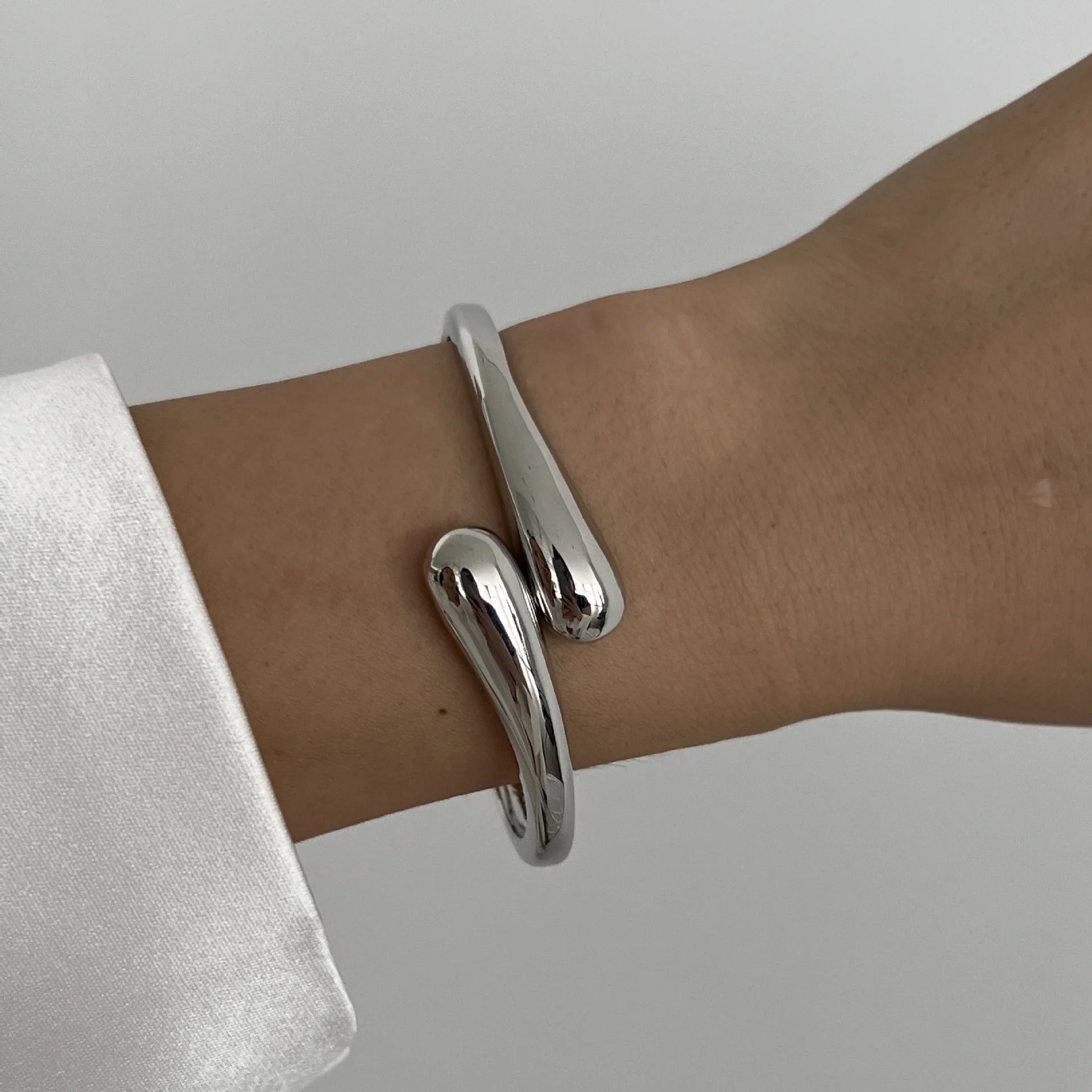 Cuff Bracelet Elegant Design For Women | Lystra Silver Arc Cuff One Size