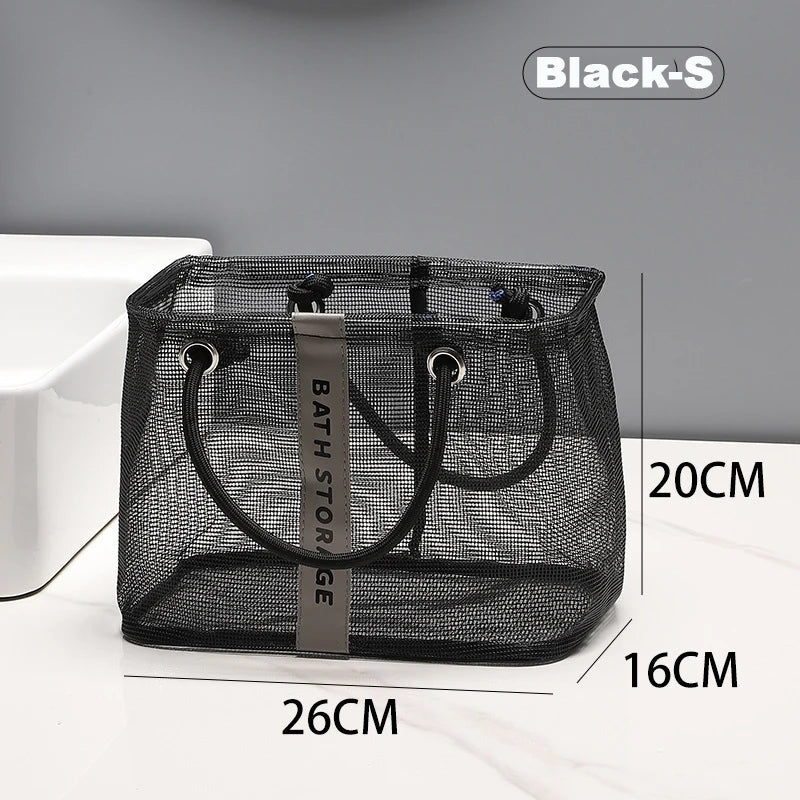 Foldable Mesh Bath Storage Tote Bag for Women | Nova Black-S