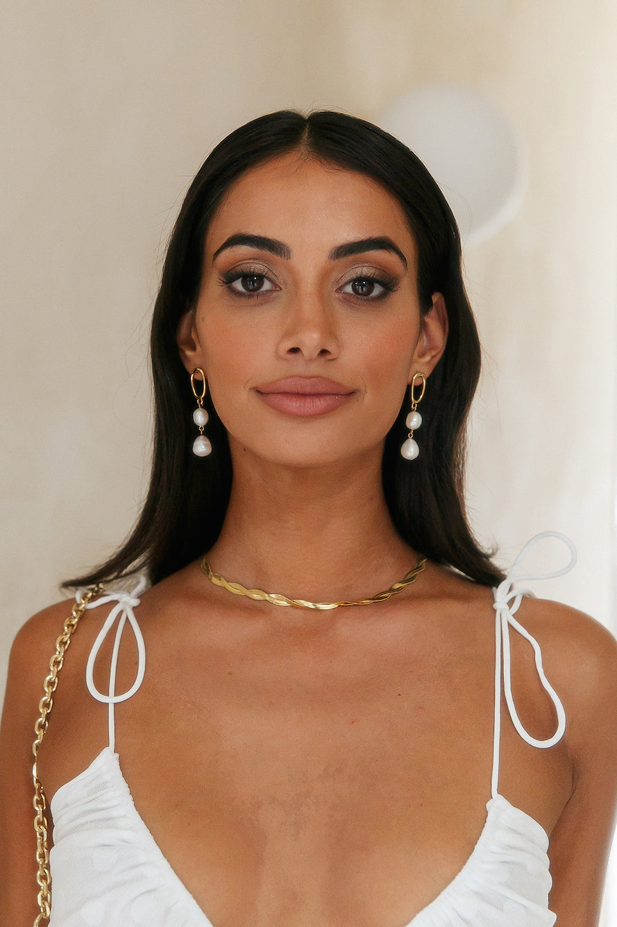 Gold Double Pearl Drop Earrings for Women | Alessia