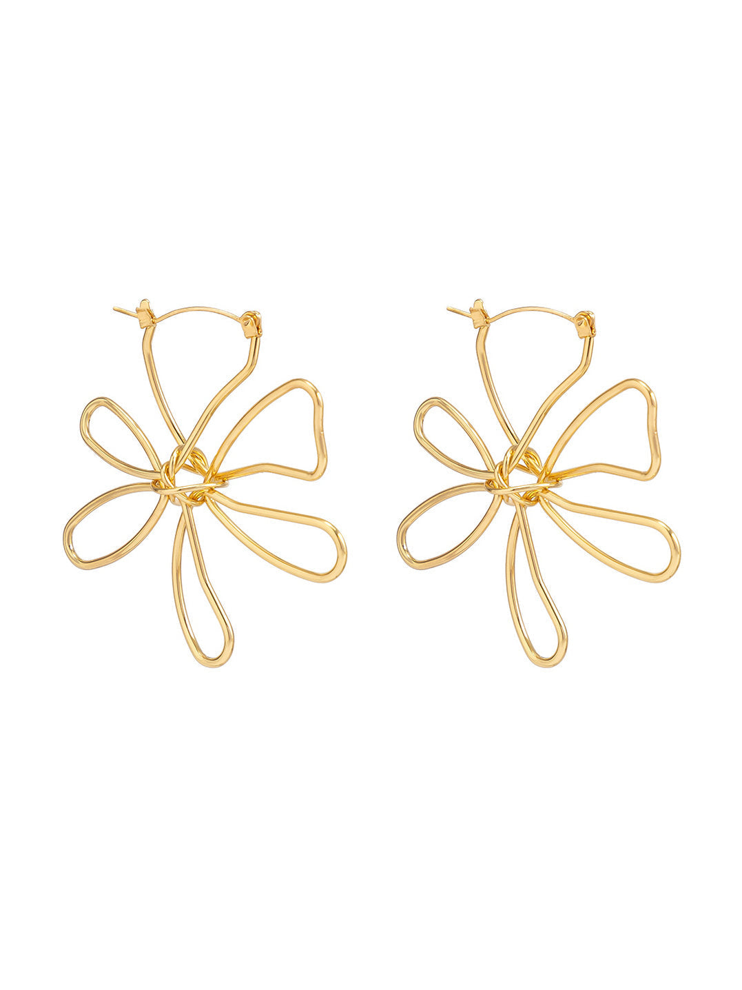 Gold Flower Wire Earrings for Women | Leona