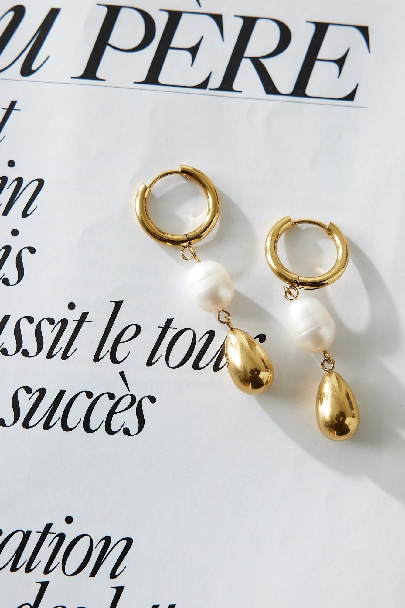 Gold & Pearl Drop Earrings for Women | Amalia
