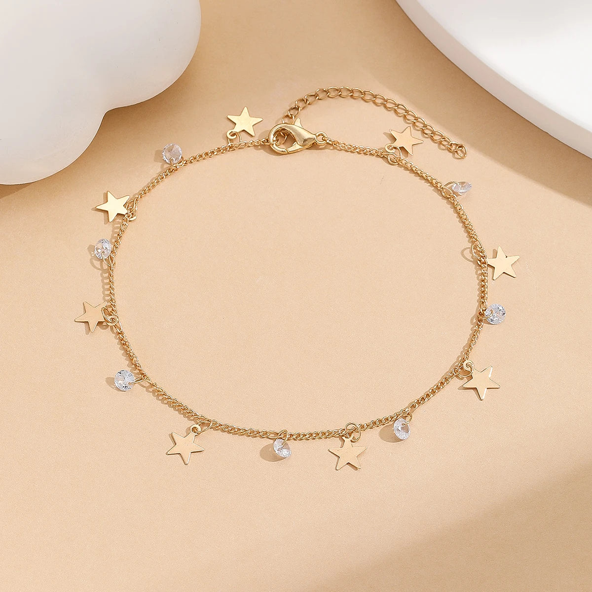 Gold Star & Crystal Anklet for Women | Sylvia