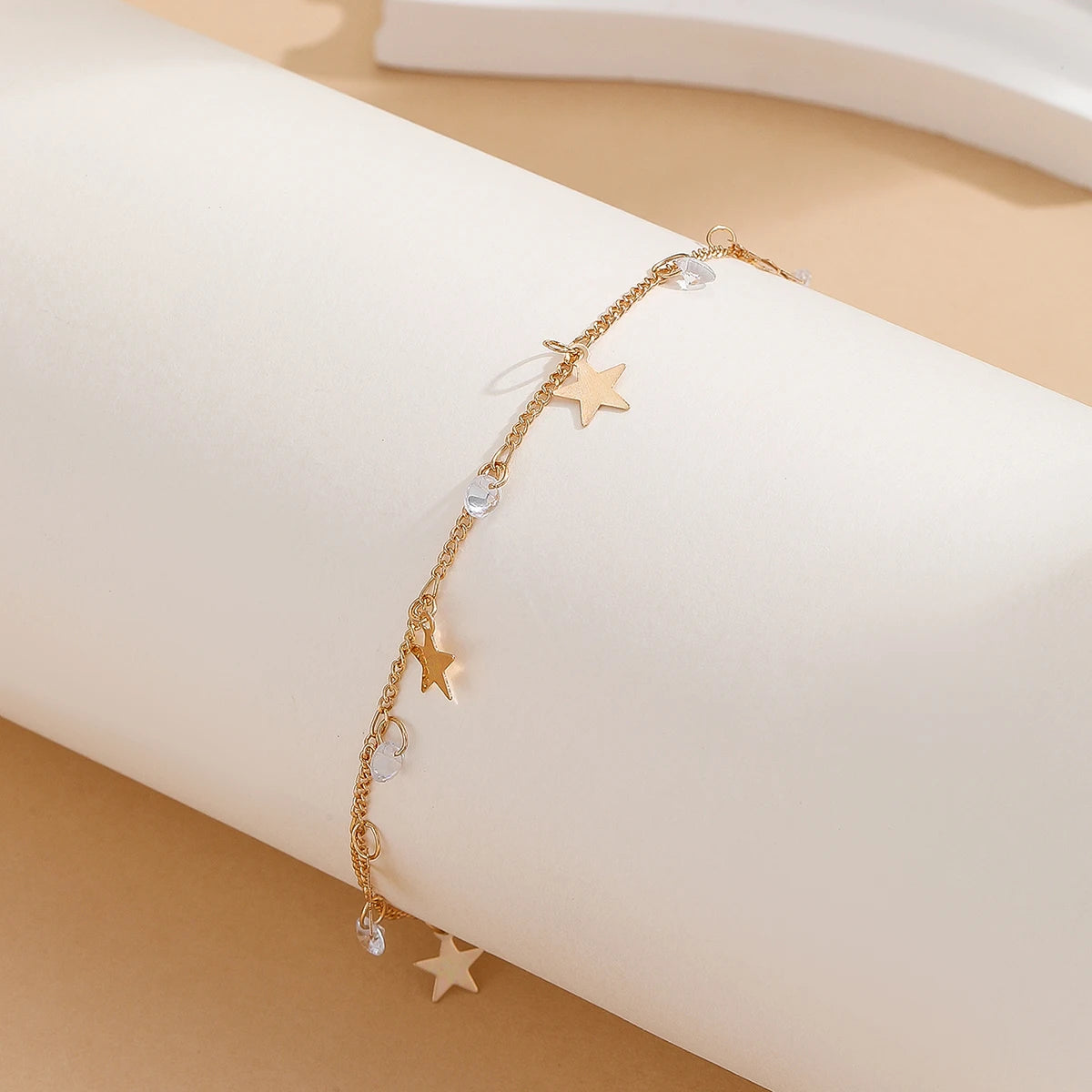 Gold Star & Crystal Anklet for Women | Sylvia