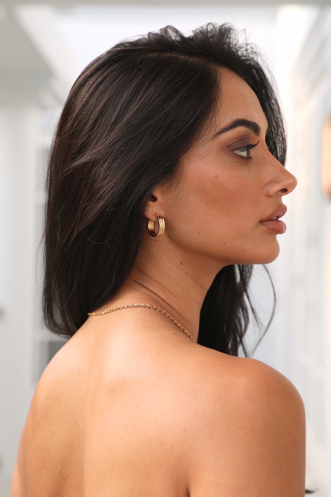 Gold Textured Mini Hoop Earrings for Women| Ivory Gold