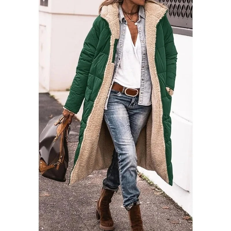 Longline Puffer Coat Stylish Design for Women | Golda Green