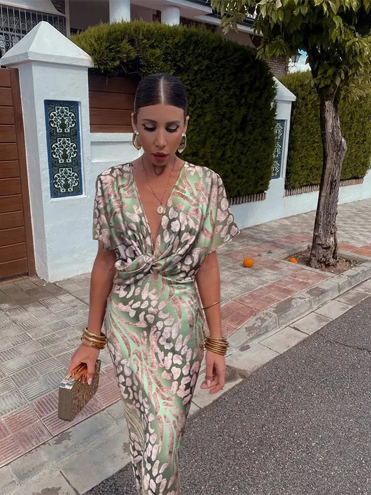 Green Wrap Dress for Women | Verity Green