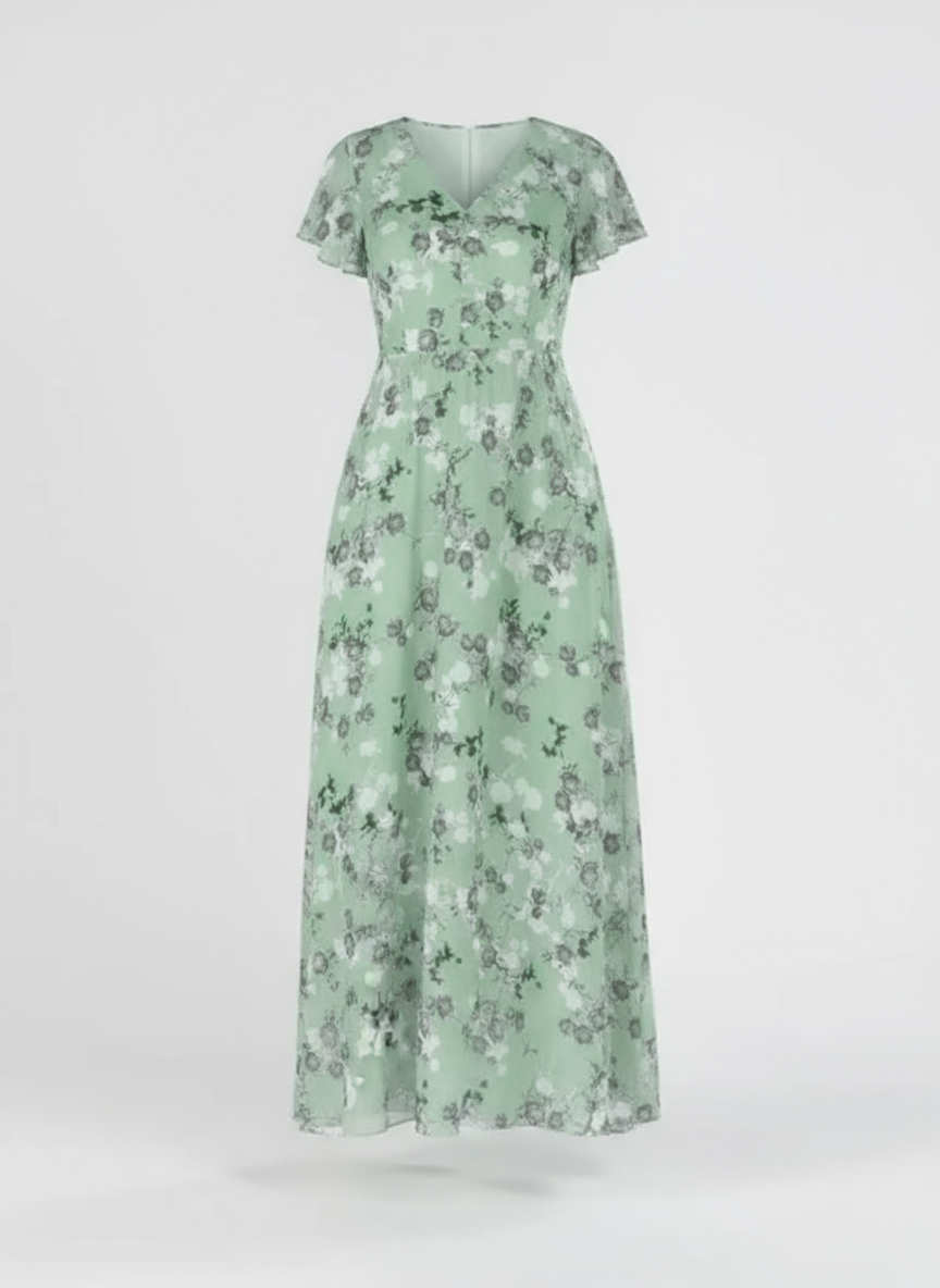 Midi Flower Dress for Women | Ophelia Green