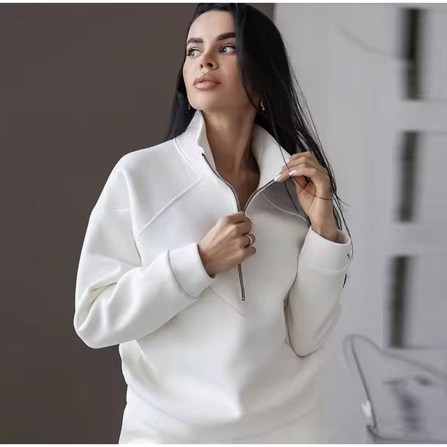 Half-Zip Fleece Tracksuit Set for Women | Krishna Ivory