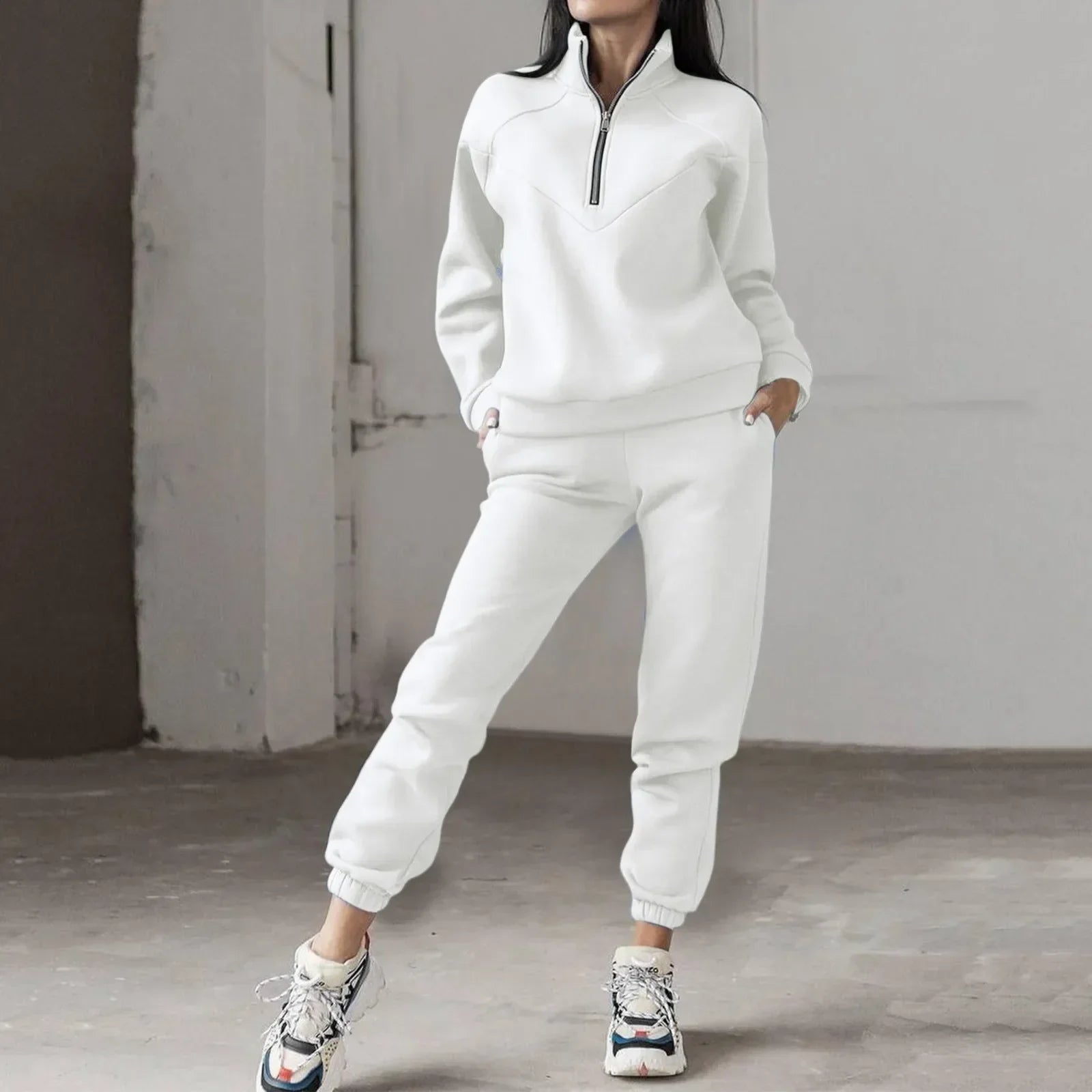 Half-Zip Fleece Tracksuit Set for Women | Krishna