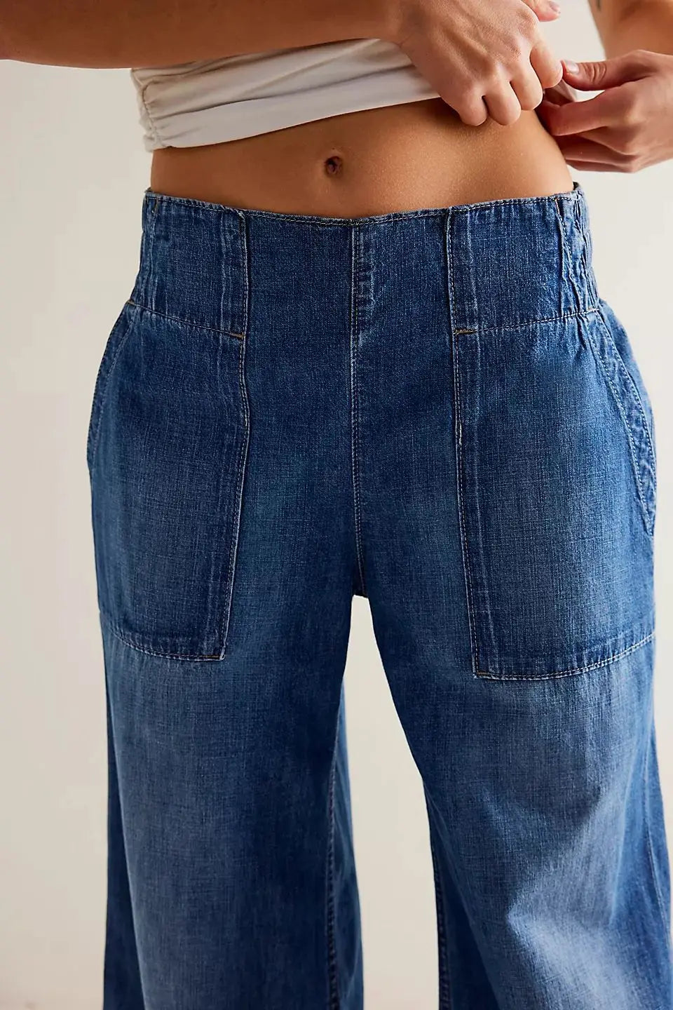 High Waist Wide Leg Denim Jeans for Women | Amelia Blue
