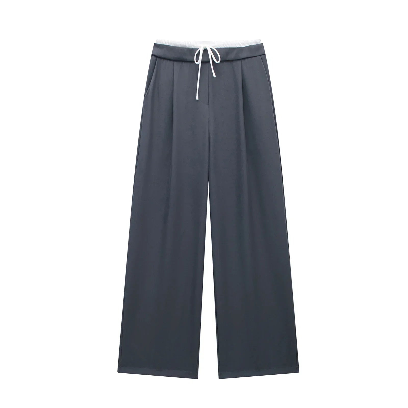 High Waisted Baggy Wide Pants for Women | Bluey Gray