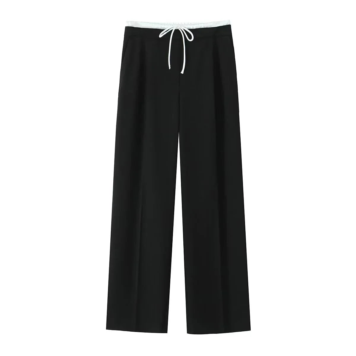 High Waisted Baggy Wide Pants | Bluey Black