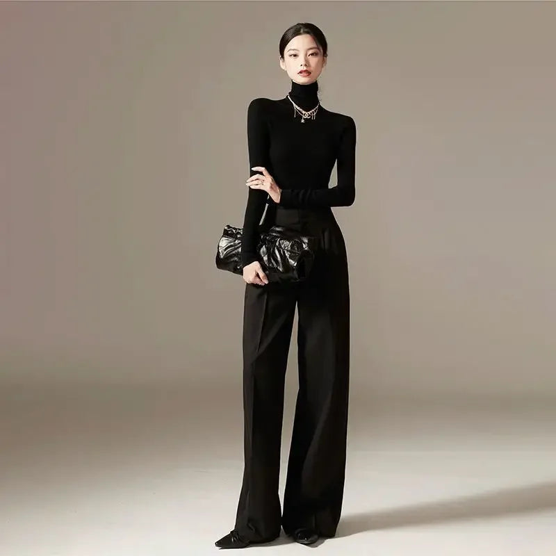 High Waisted Wide Leg Draped Pants for Women | Faye