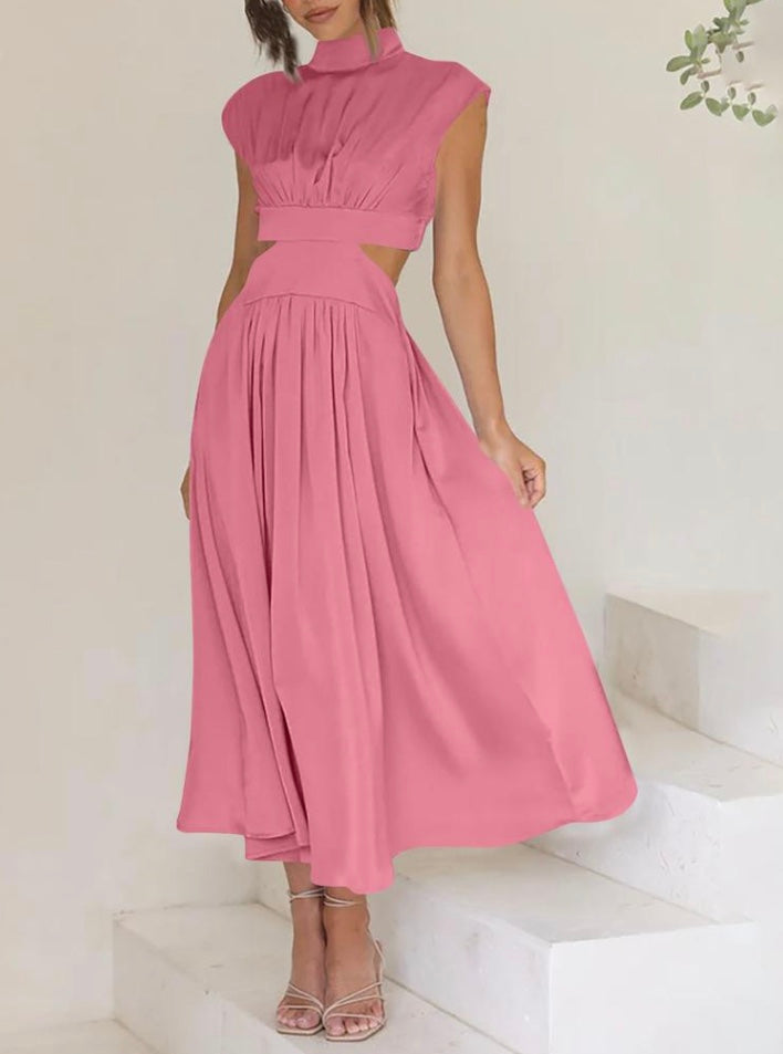 High Neck Cutout Maxi Dress for Women | Liana Pink