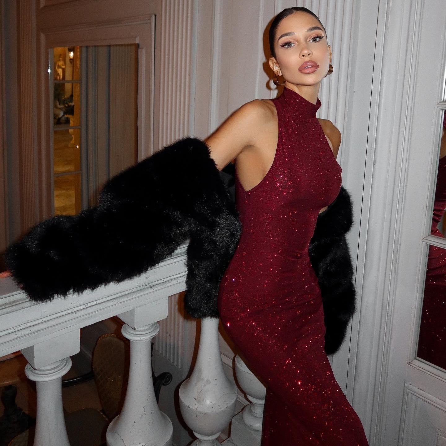 High Neck Sequin Evening Gown for Women | Juliette