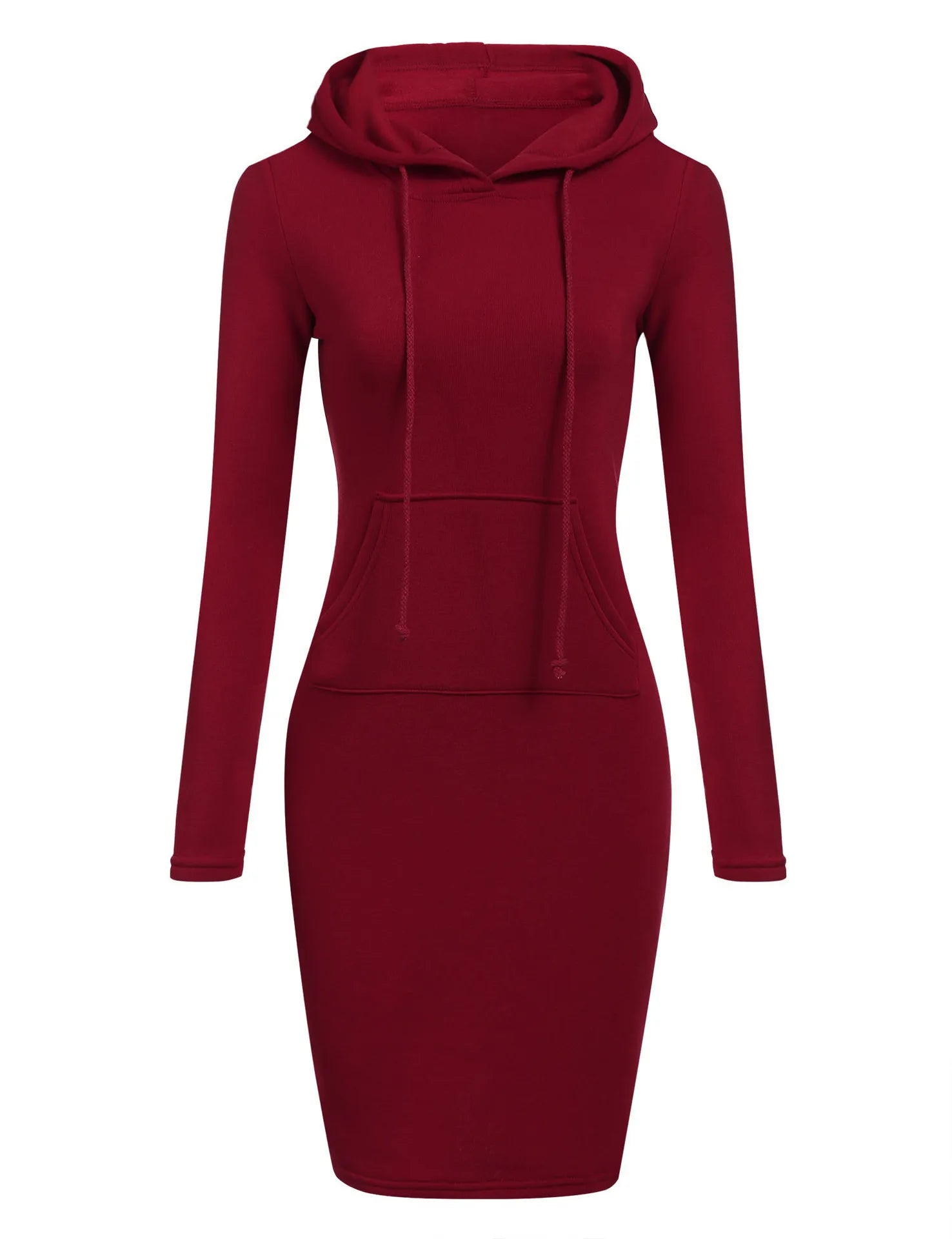 Hooded Dress Casual Style For Women | Jorina Wine Red