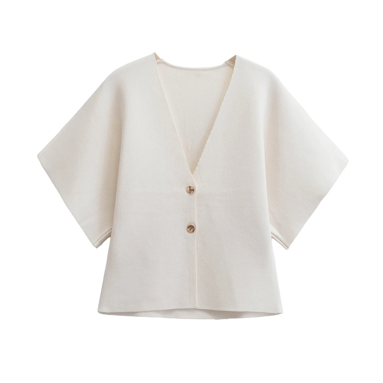 Isaline – Knit V-Neck Short Sleeve Top White