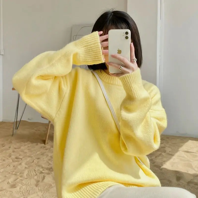 Knitted Pullover Sweater Loose Fit for Women | July Yellow
