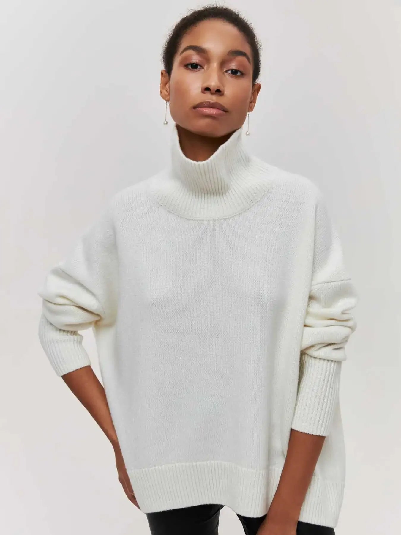 Knitted Pullover Sweater Loose Fit for Women | July White