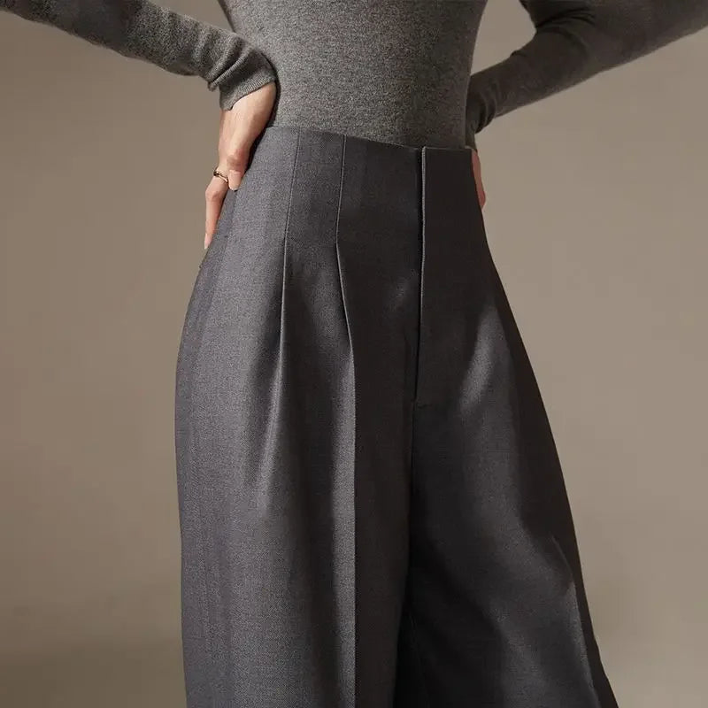 Kylor – High-Waisted Wide Leg Pants Gray