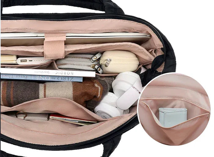 Large Capacity Puffer Laptop Tote Bag for Women | Michaela