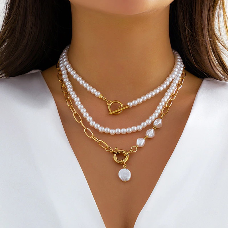 Layered Pearl Necklace Set for Women | Isabella 5 One size