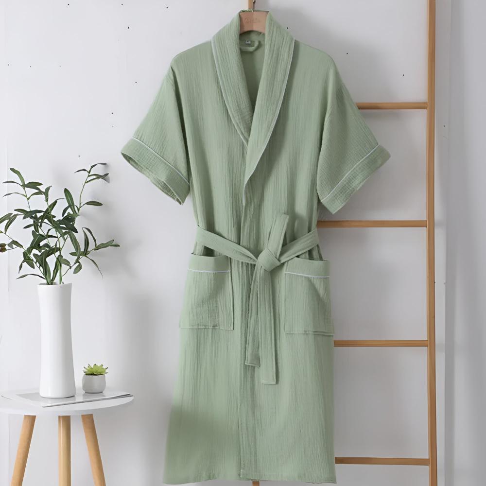 Lightweight Cotton Bathrobe For Women | Maralyn Mint