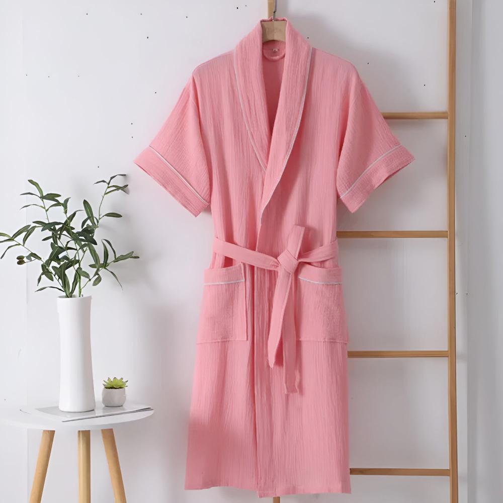 Lightweight Cotton Bathrobe For Women | Maralyn Pink