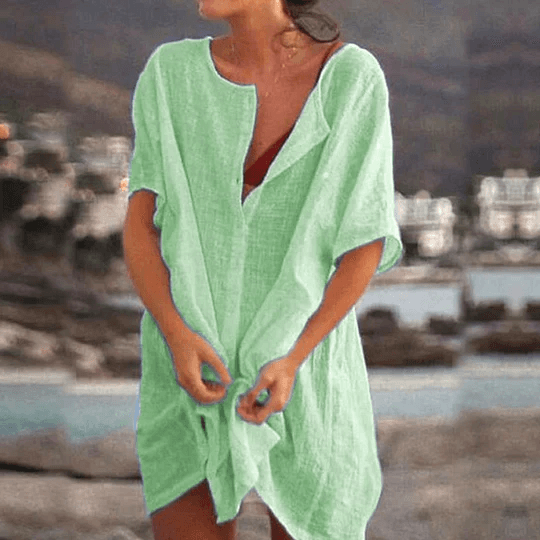 Lightweight Cotton Beach Cover-Up Shirt for Women | Caroline Green