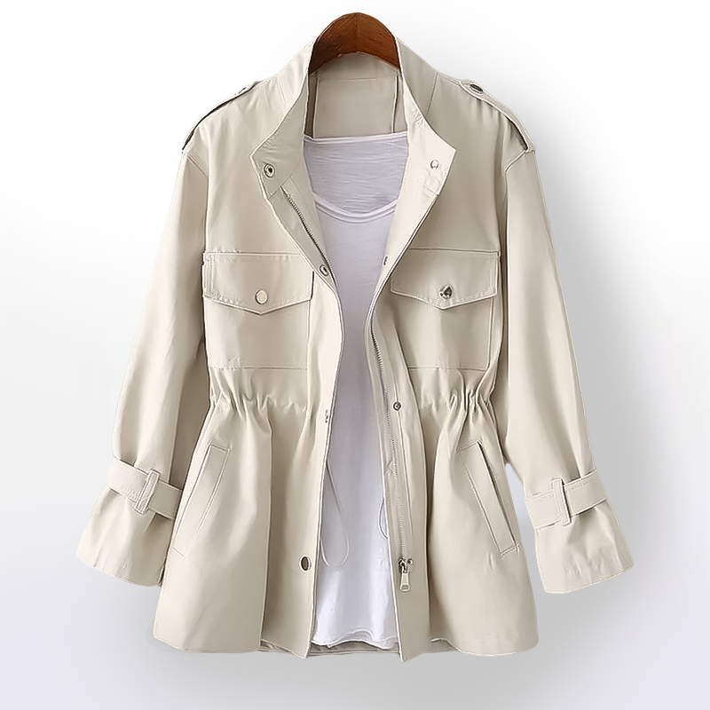 Lightweight Drawstring Utility Jacket for Women | Jess Beige